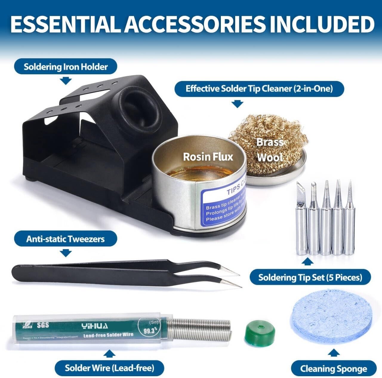 Advanced Digital Soldering Station: Precision Heat Control 392°F-896°F, ESD Safe