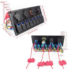 Load image into Gallery viewer, Versatile Waterproof Switch Panel with 8 Rocker Switches and Dual USB Ports