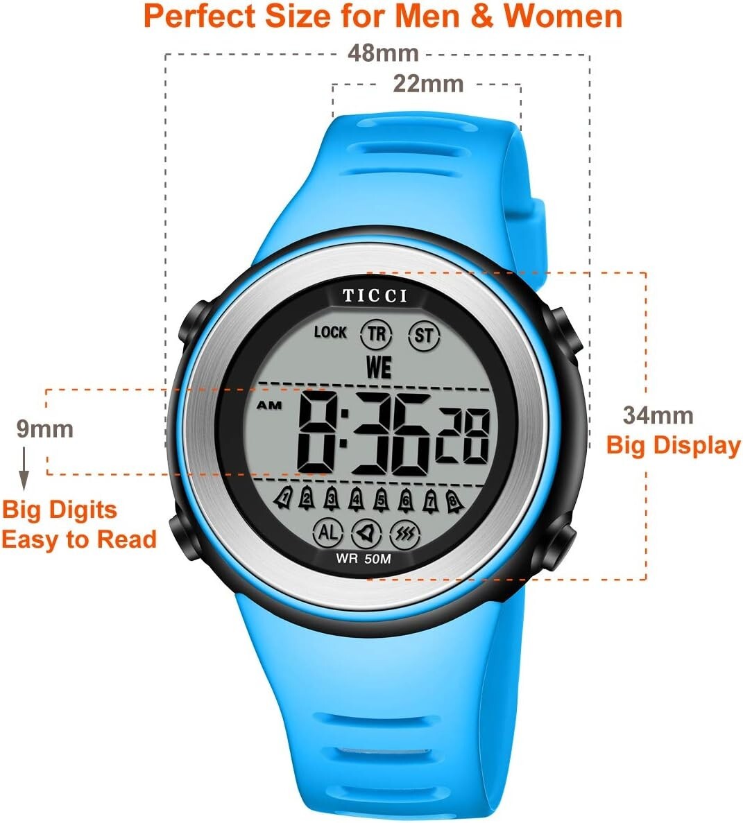 Unisex 8-Vibration Alarm Watch for Medication Reminders - Easy to Read & Durable