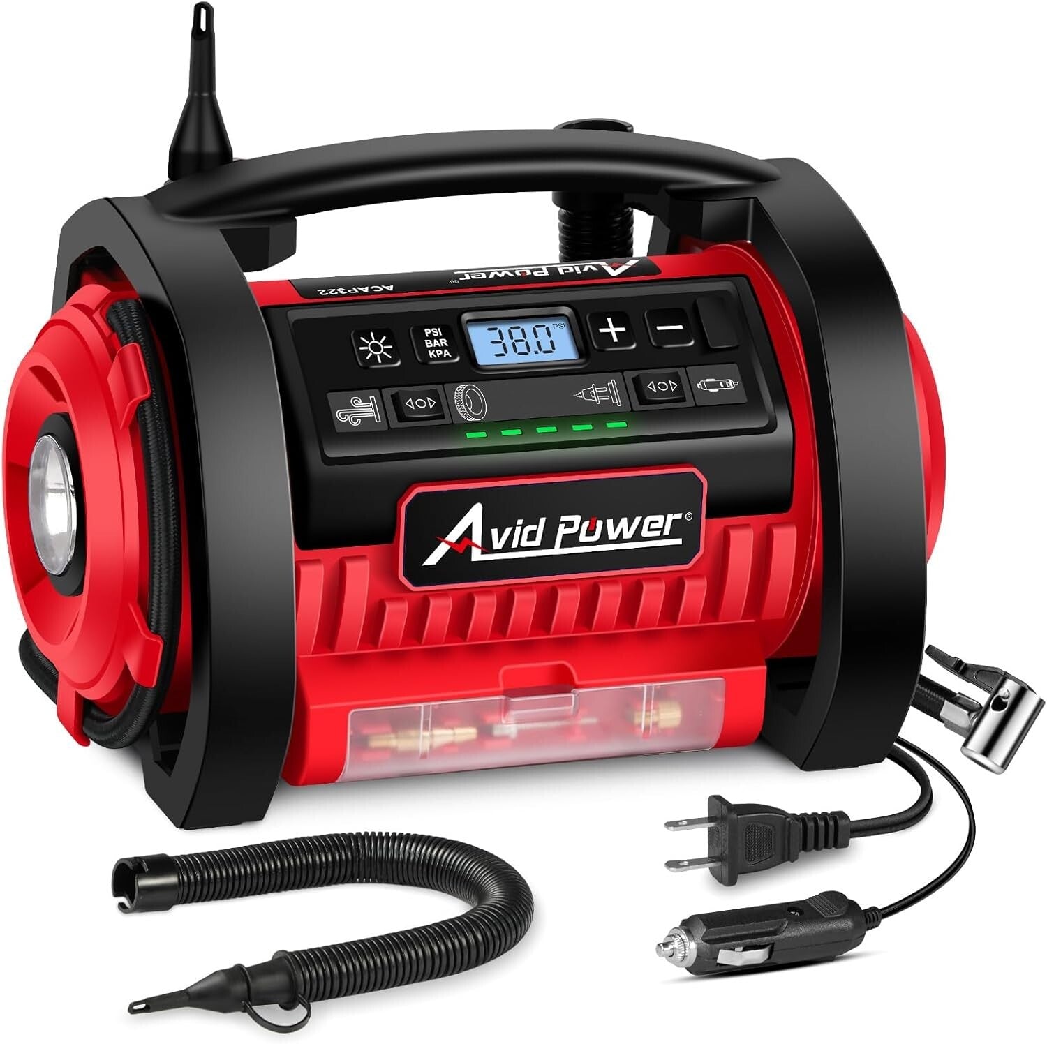 Versatile Air Pump with Digital Display & Dual Power Options, Ideal for Travel