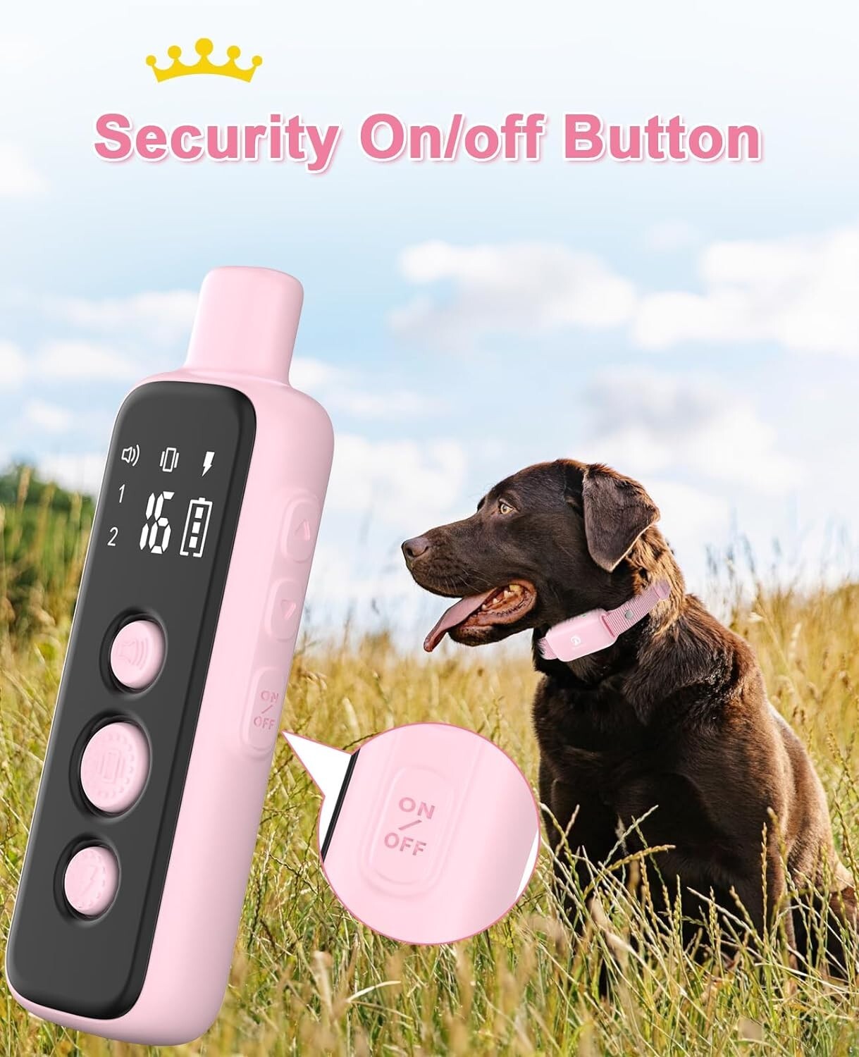 Light Pink Dog Training Collar with Beep, Vibration & Shock - Adjustable Size