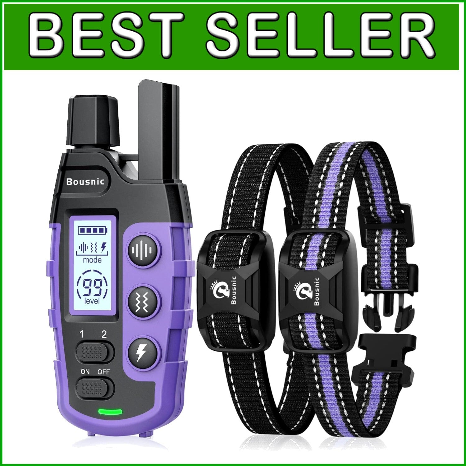 Rechargeable Dog Training Collar for 2 Dogs - 3 Modes, Waterproof Design