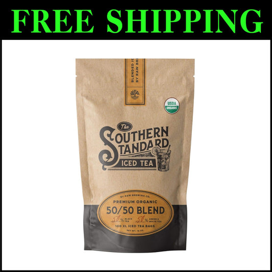 Brew Your Own Southern Iced Tea - 100 Organic Bags, 50/50 Blend for Fresh Flavor