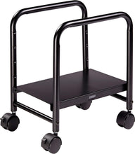 Load image into Gallery viewer, Height Adjustable Mobile CPU Stand with Locking Wheels – Black Metal Tower Cart