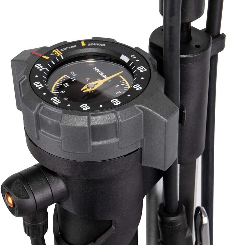 Premium Black Floor Air Pump - Extra-Long Hose for Easy Valve Connection