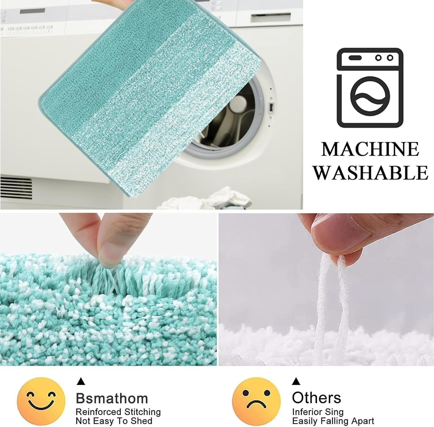 Elegant 4-Piece Teal Bath Set - Soft Rugs with Non-Slip Backing for Bathrooms