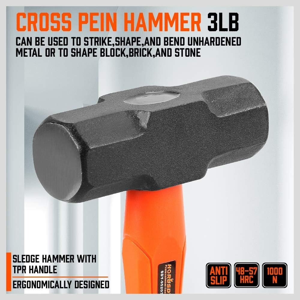 Pro-Grade 5-Piece Hammer Collection - Includes Rubber Mallet & Sledge Hammer