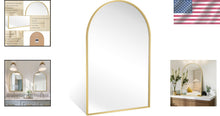 Load image into Gallery viewer, 24"x36" High-Definition Arched Mirror in Brushed Gold - Lightweight &amp; Stylish