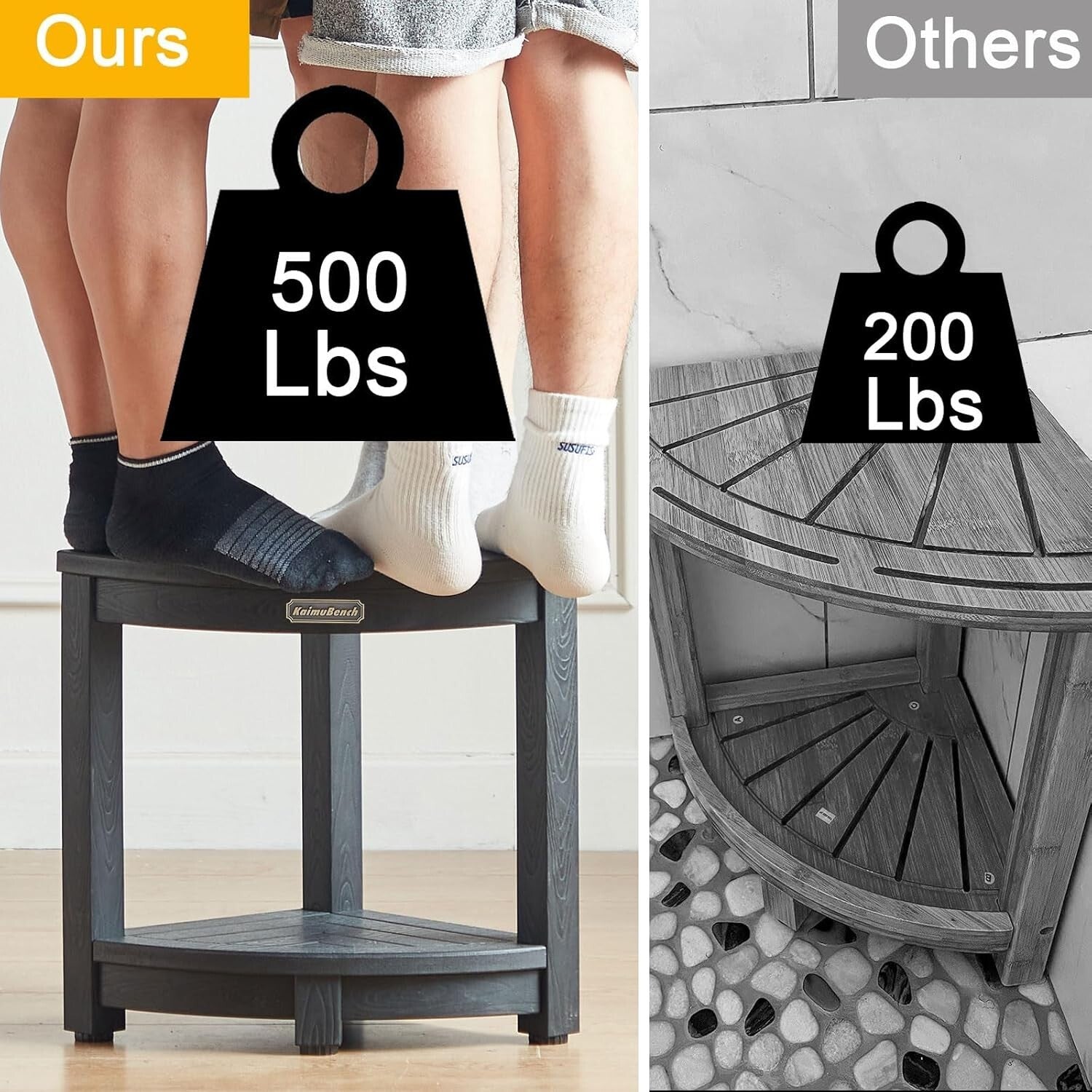 Lightweight Poly Lumber Corner Shower Seat - Versatile Multi-Functional Bench