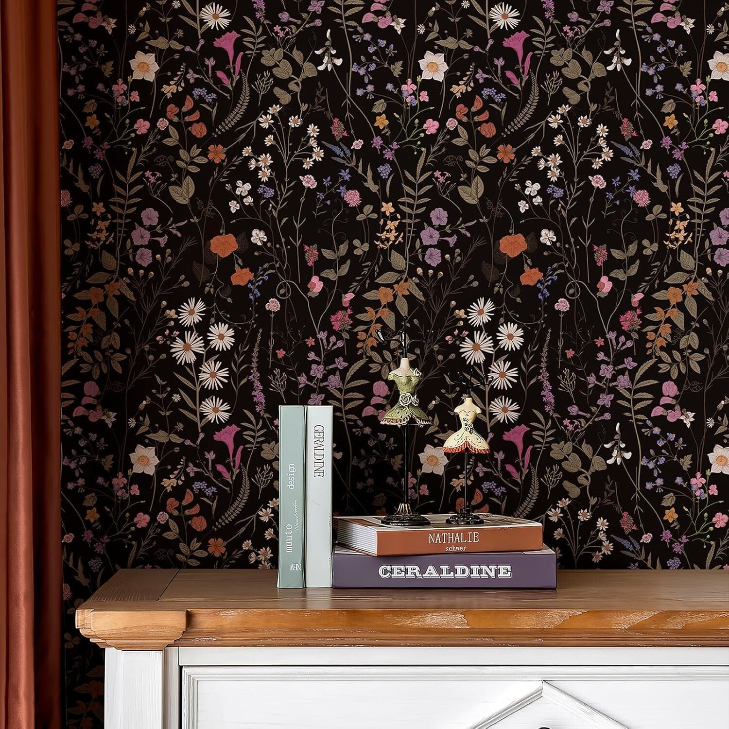 Durable Floral Self-Adhesive Wallpaper - 472" x 17.3" for Easy DIY Updates