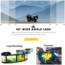Load image into Gallery viewer, WiFi Dual 1080P Motorcycle Dash Cam with Starlight Night Vision &amp; Loop Recording