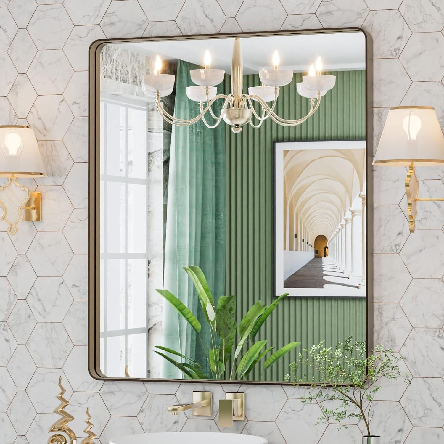 Stylish 30” x 36” Bronze Bathroom Mirror - Modern Design with Easy Installation