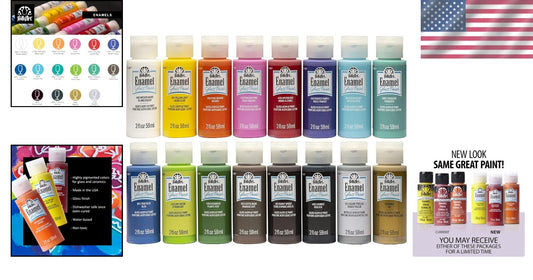 American-Made Acrylic Enamel Craft Set - 16 Glossy Colors, 32 Oz for Artists