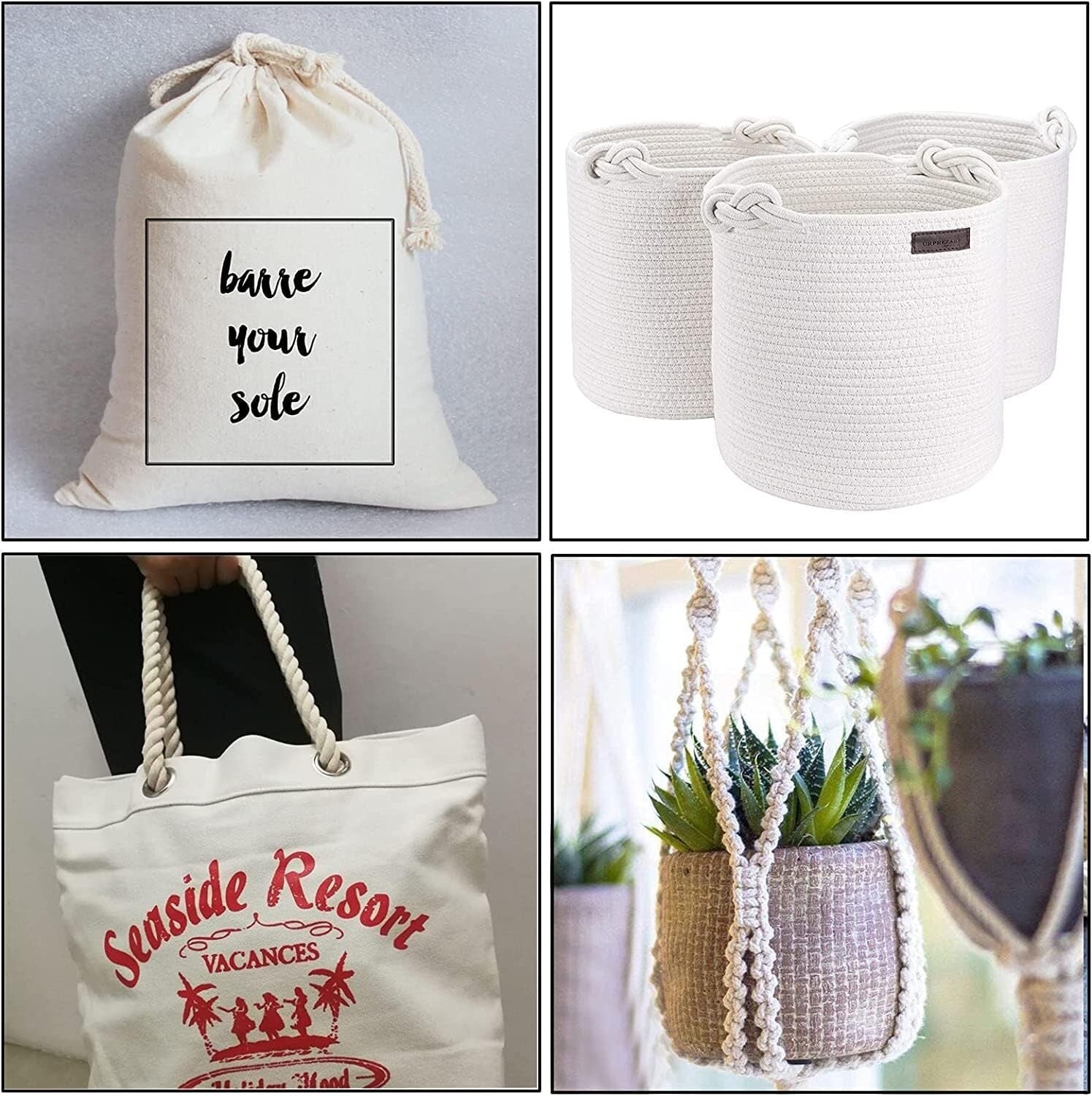 Versatile 1 Inch Thick Cotton Craft Rope - 100 Feet for Indoor & Outdoor Use