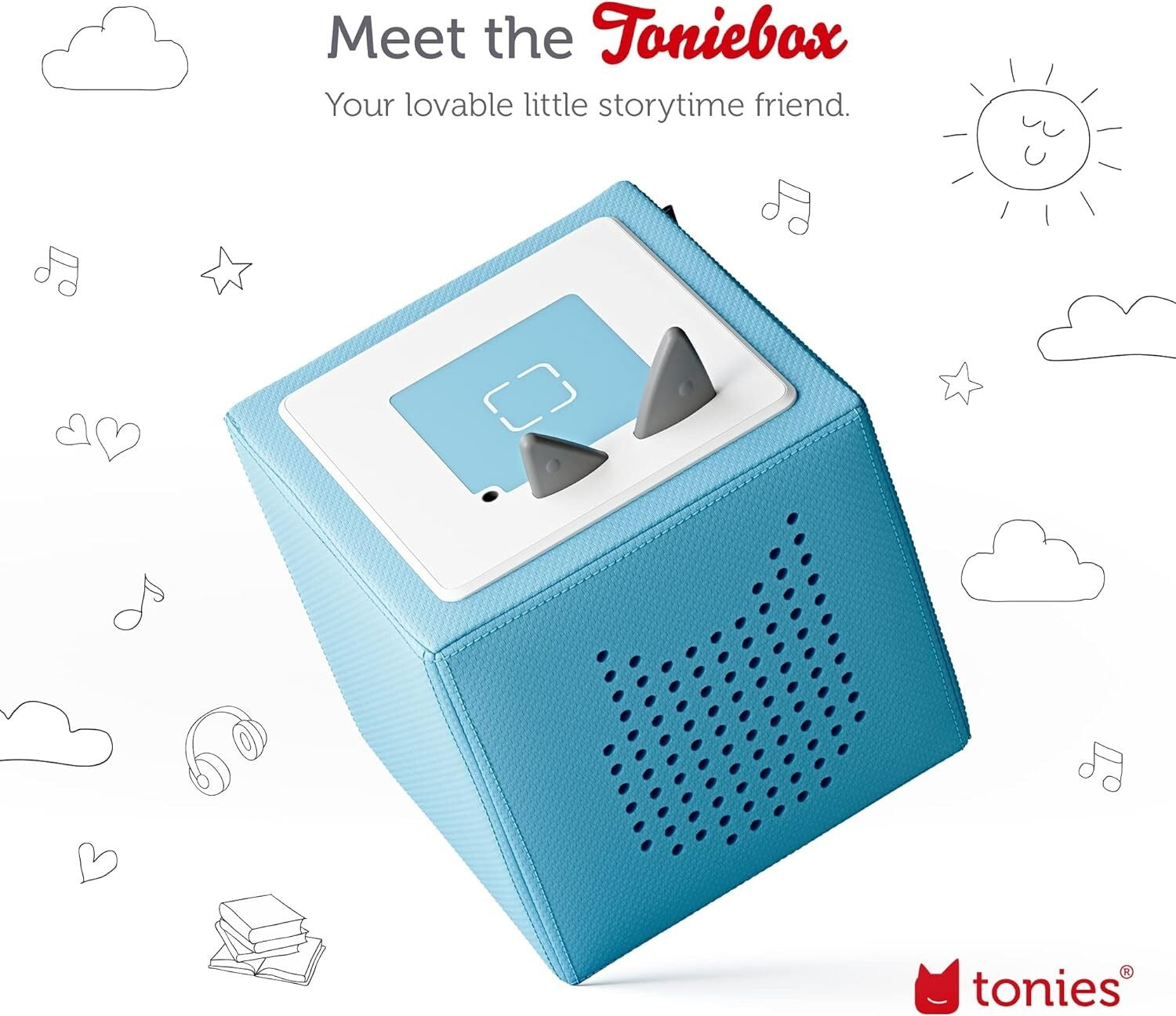 Interactive Light Blue Toniebox with Charging Station and Favorite Characters