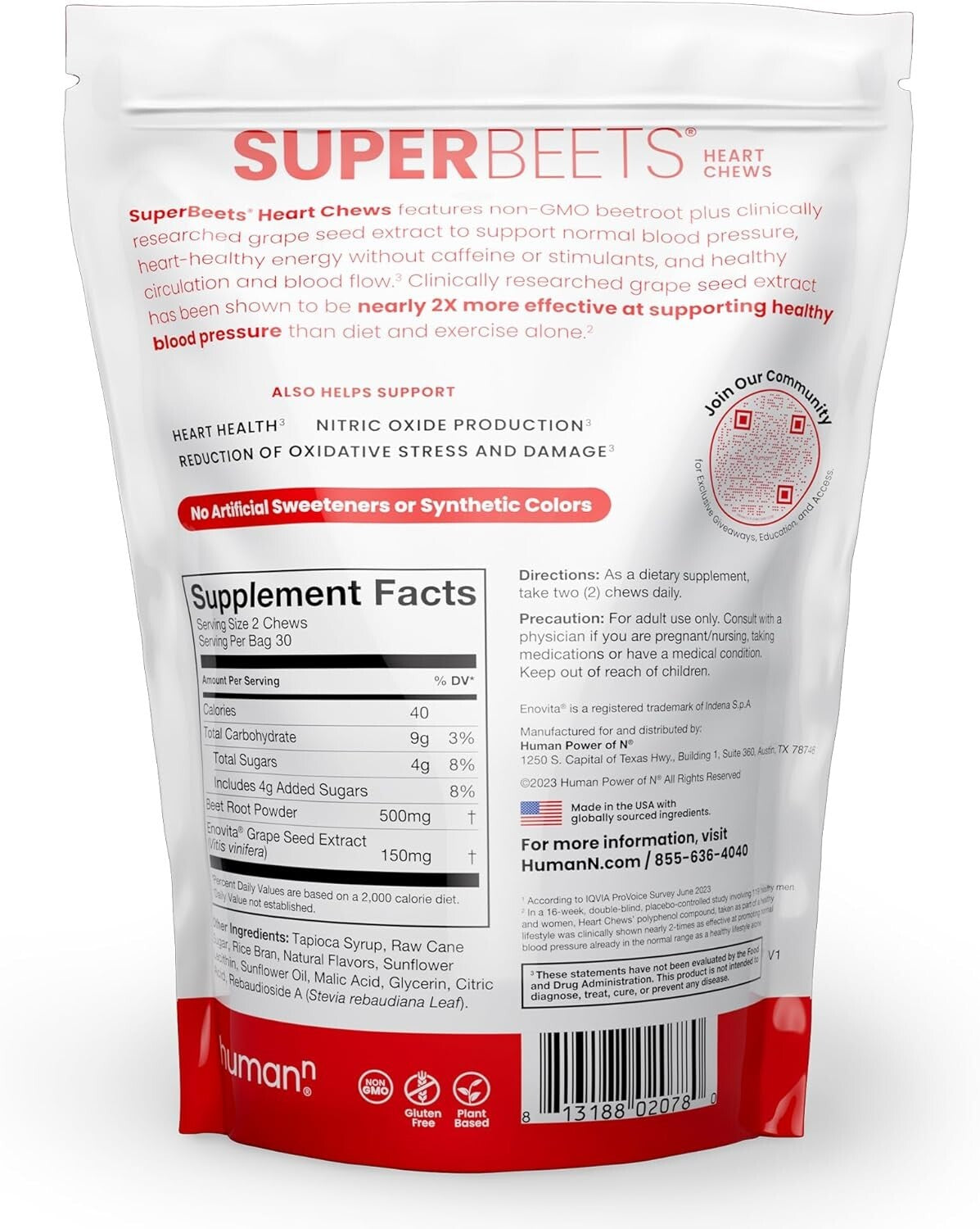 Convenient SuperBeets Chews - 180 Count for Blood Pressure & Energy Support