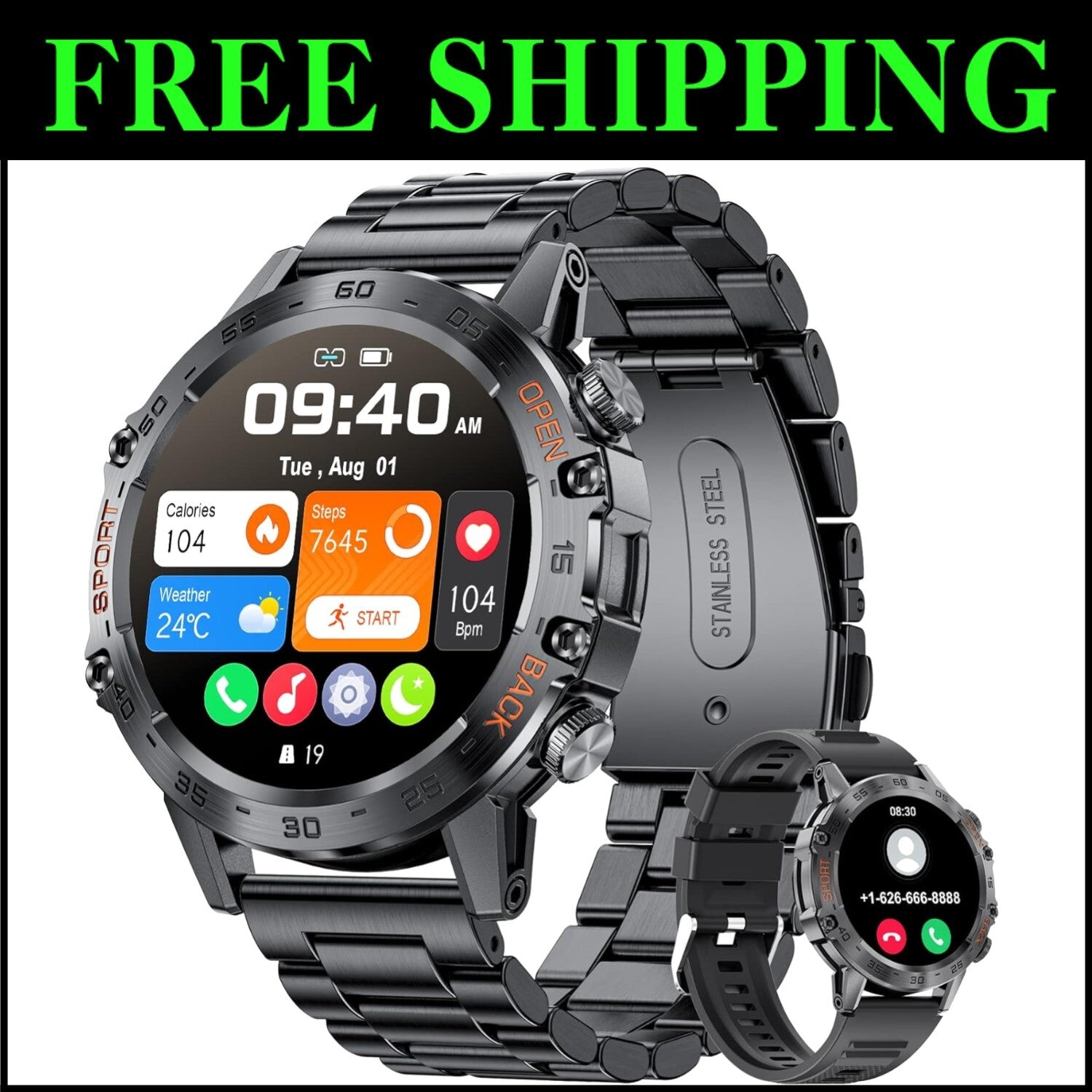 Multifunctional Bluetooth Smart Watch for Active Men: Health & Fitness Tracking