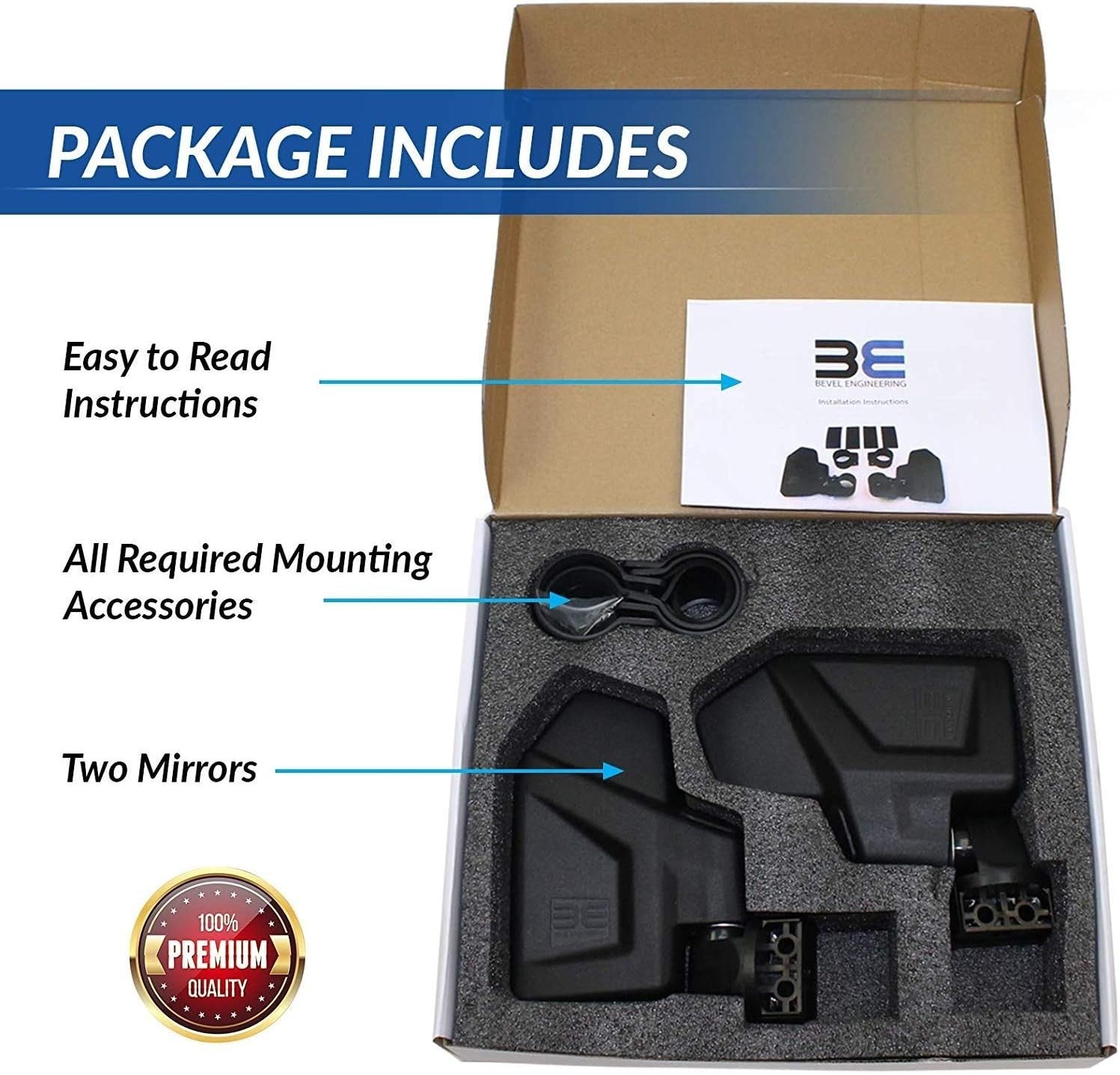 Durable UTV Rear View Side Mirrors - Convex 2 Pack for 1.6" - 2" Roll Cages