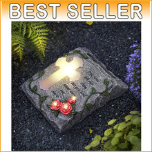 Load image into Gallery viewer, Elegant Solar-Powered Memorial Stepping Stone with Cross and Floral Carvings