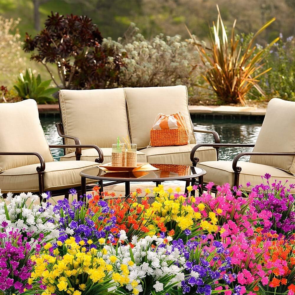 Elegant UV Resistant Artificial Flowers - 20 Bundles for Stylish Outdoor Decor