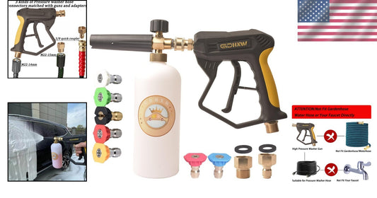 Durable 5000 PSI Pressure Washer Gun with Foam Cannon & Quick Connect Adapters
