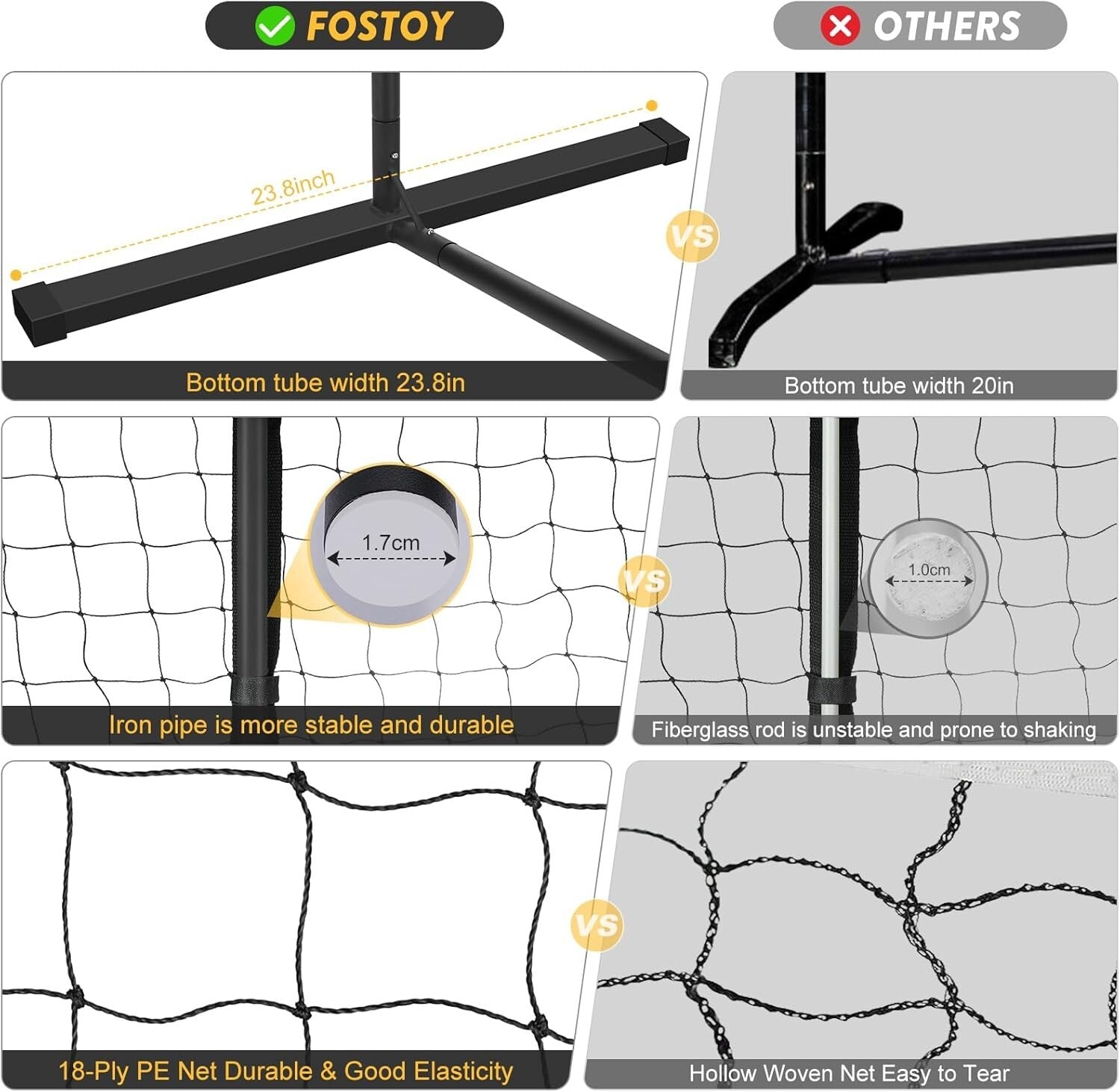 Outdoor Pickleball Net Set: 22FT Portable with Carry Bag & Tear-Resistant Design