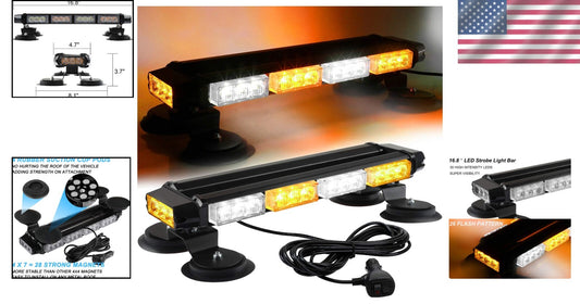 Durable 16.8 Inch Waterproof LED Strobe Light with Strong Magnetic Mount