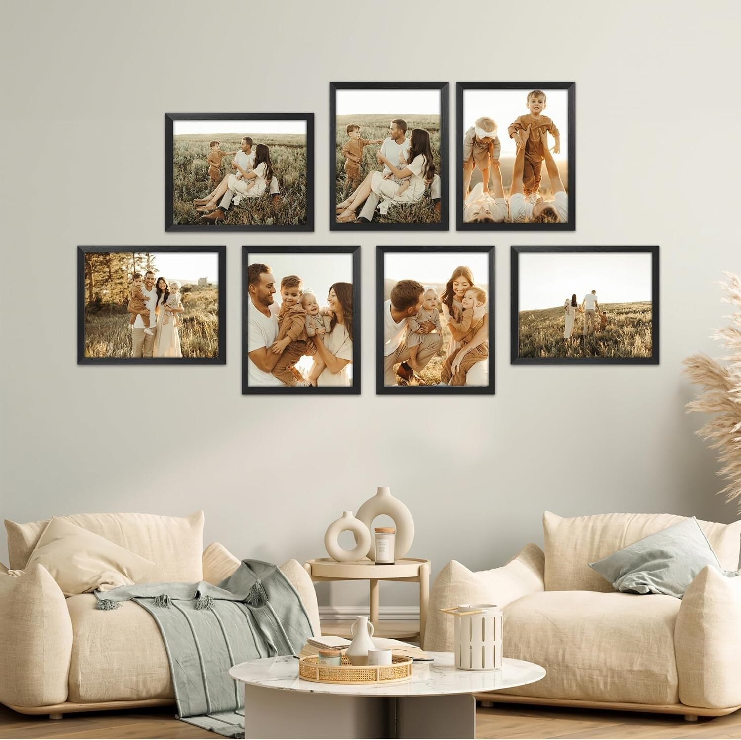 Stylish 11x14 Black Picture Frames - Perfect Gift for Loved Ones, 7-Pack