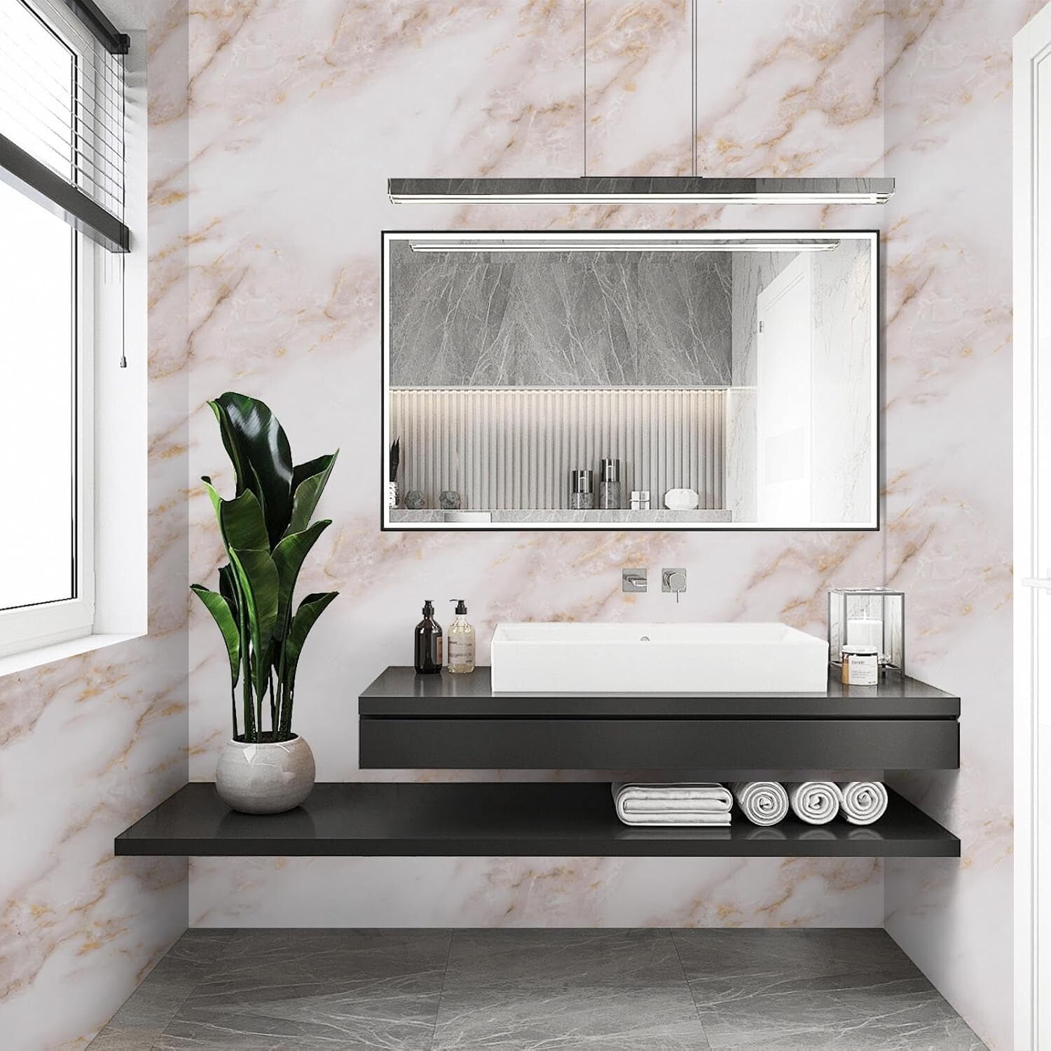 Self-Adhesive Gold Marble Peel and Stick Wallpaper for Elegant Countertops 23...