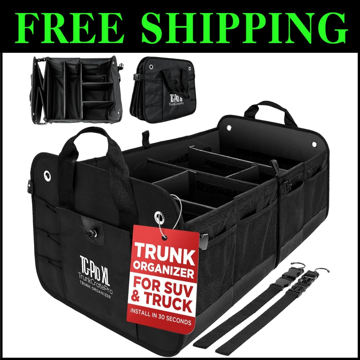 Ultimate Collapsible Trunk Organizer - Durable, Water-Resistant for All Vehicles