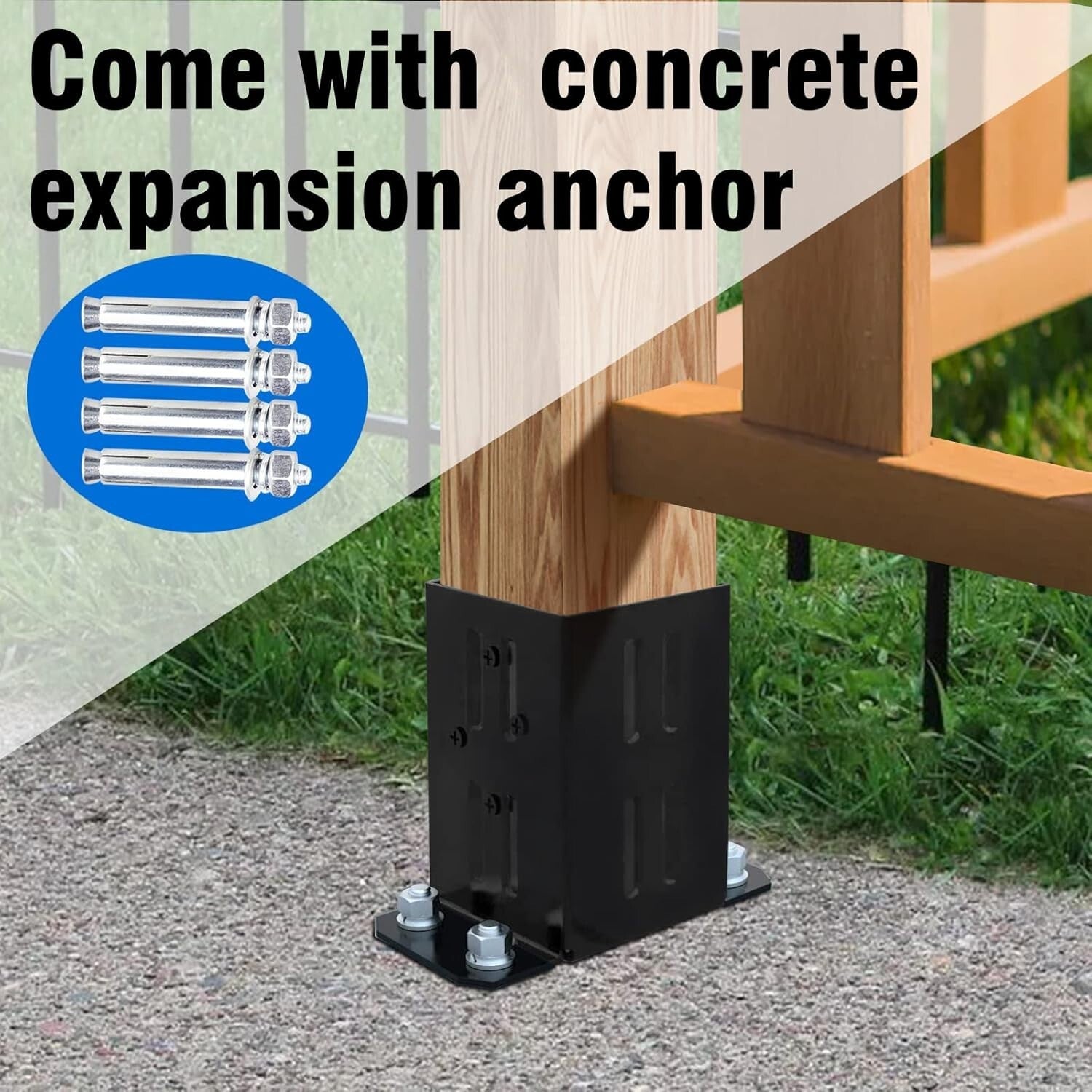 4x4 Post Anchor Base with Complete Installation Kit - 13GA Steel Construction