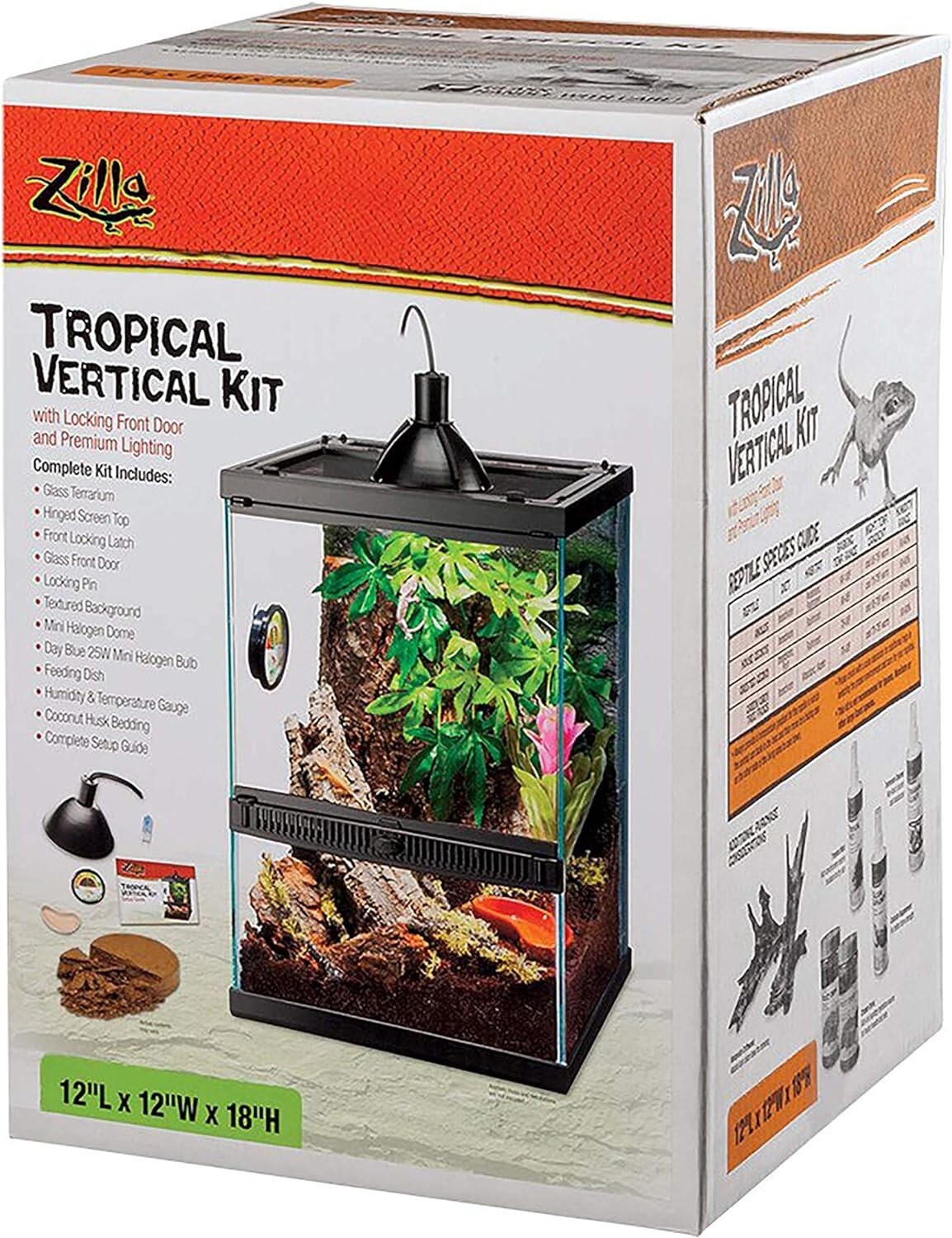 11 Gallon Glass Vertical Habitat Kit for Arboreal Reptiles & Amphibians