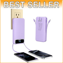 Load image into Gallery viewer, Compact 20000mAh Portable Charger with AC Wall Plug &amp; Built-In Cables for Travel
