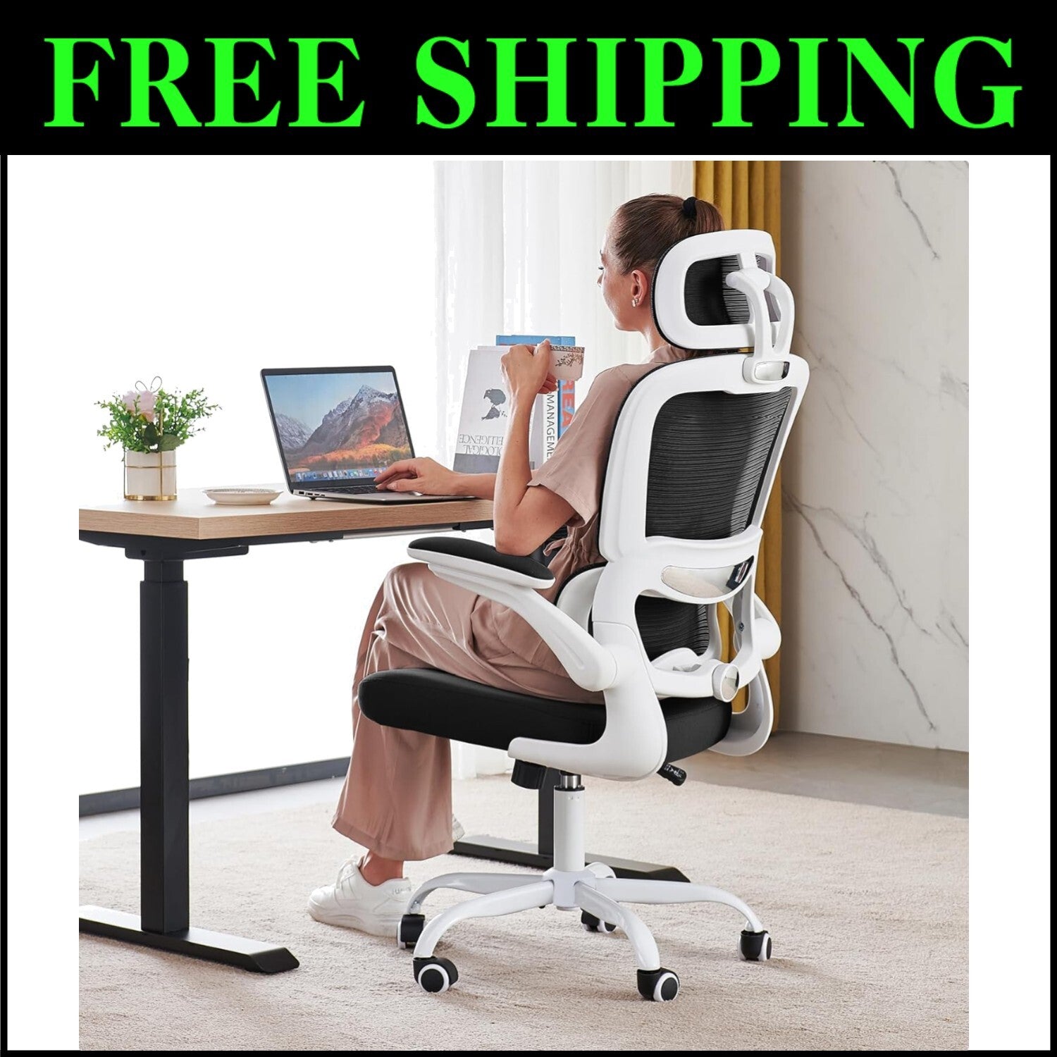 High Back Ergonomic Desk Chair with 360-Degree Swivel, Easy Assembly, 330 LBS