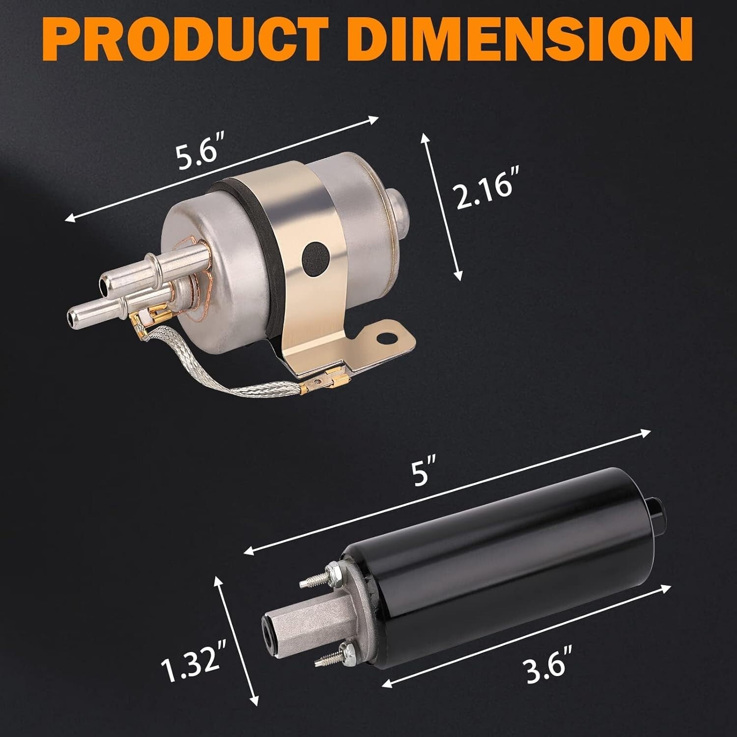 58 PSI EFI Fuel Pressure Regulator and 255LPH Inline Fuel Pump Kit with Fittings