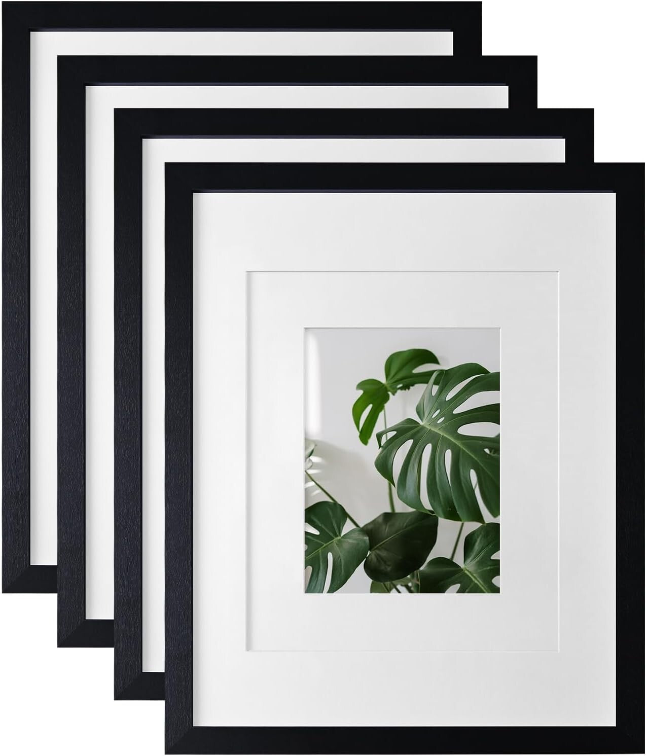 Elegant 11x14 Solid Wood Picture Frames 4PCS with Plexiglass Cover - Black