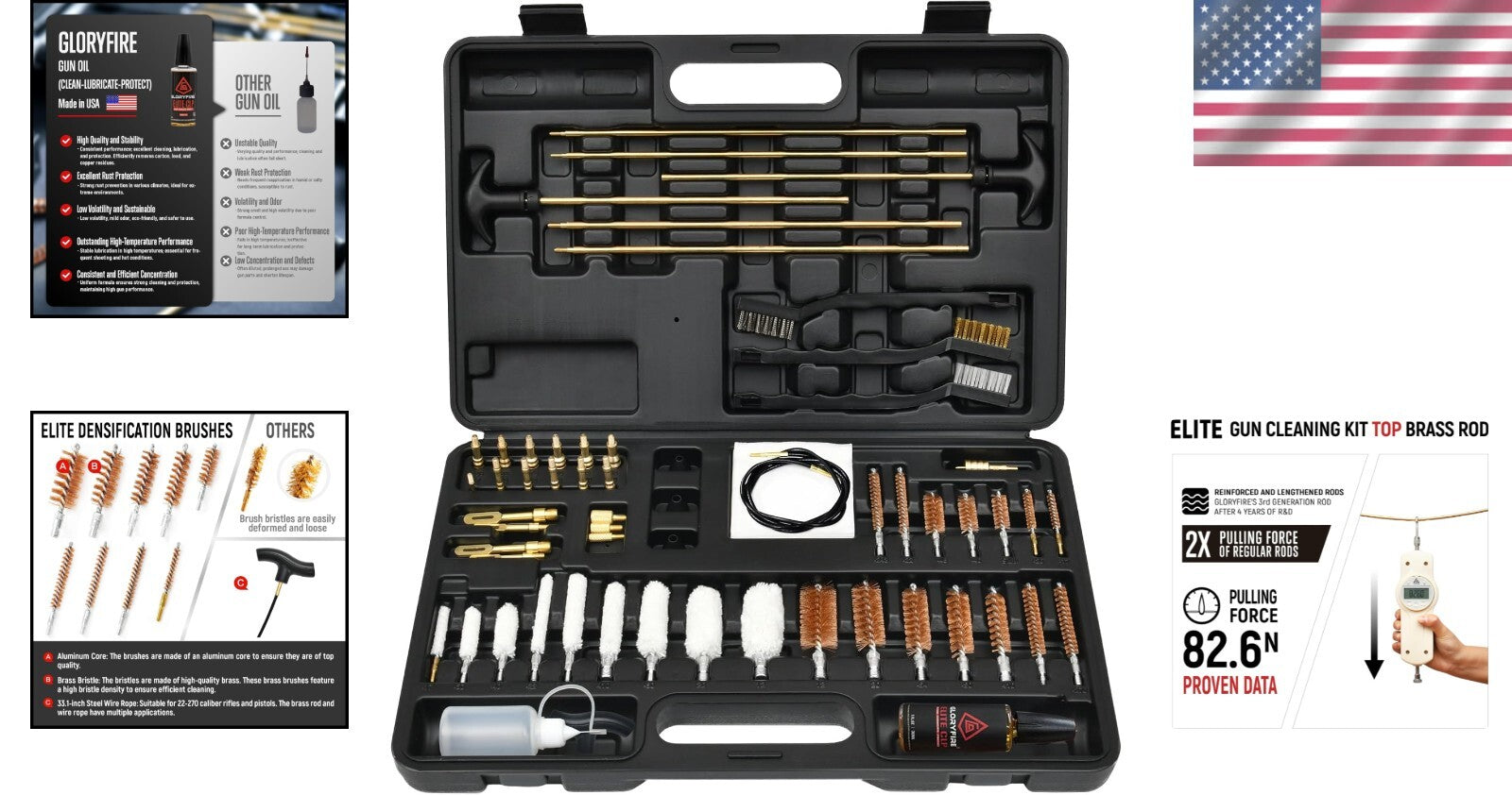 Portable Gun Maintenance Kit with Durable Brass Rods & Comprehensive Accessories
