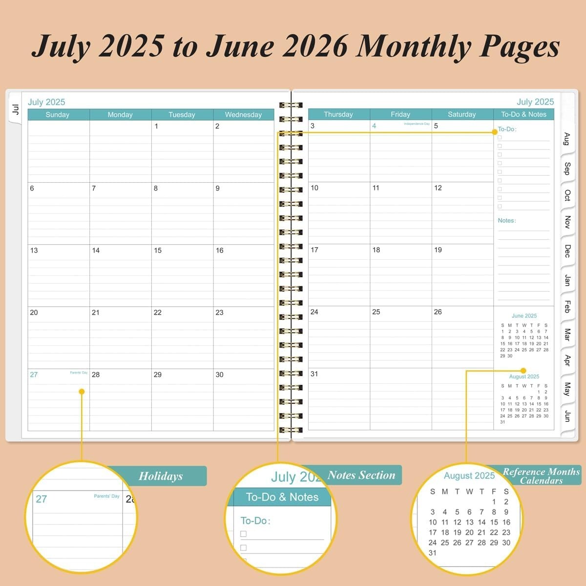 Chic Daily Planner for 2025-2026 – 8.5" x 11" with 12 Tabs & High-Quality Paper
