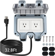 Load image into Gallery viewer, Weatherproof Outdoor Electrical Socket with 32.8Ft Extension Cord for Security