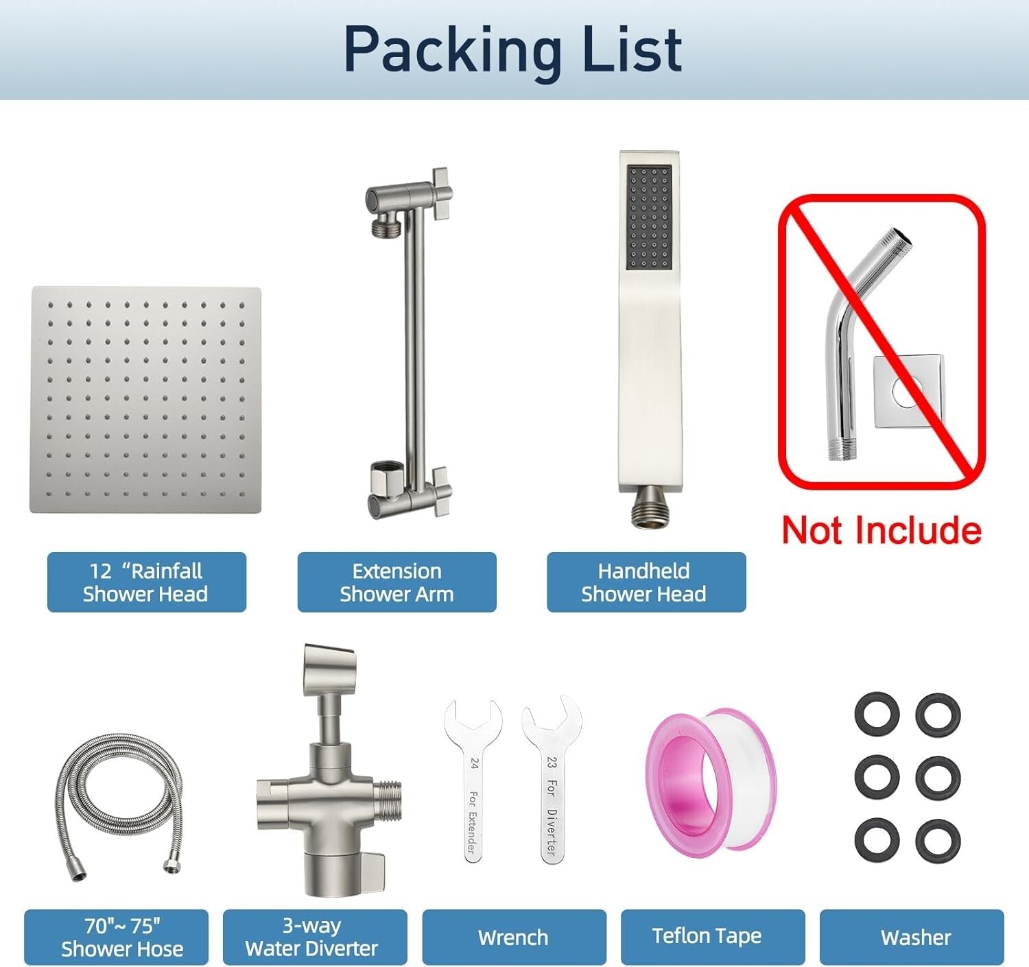 12-Inch Brushed Nickel High Pressure Dual Rain Shower Head with Handheld Option