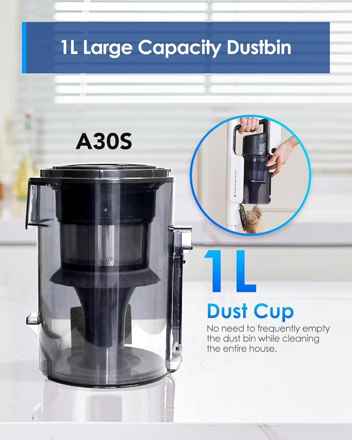 160W Cordless Vacuum with 1L Dustbin - Sleek Design & Eco-Friendly Cleaning