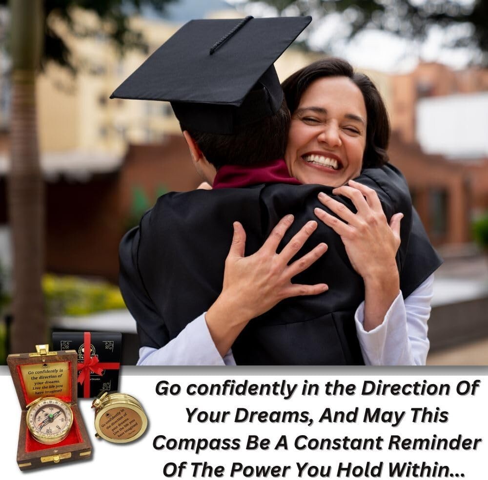 Unique Personalized Graduation Gift - Inspirational Compass with Keepsake Box