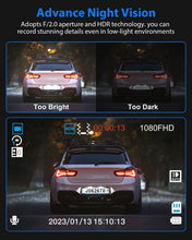 Load image into Gallery viewer, Triple Channel 1080P Dash Cam - Front, Rear &amp; Cabin Camera for Total Safety