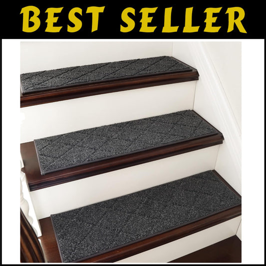 Non-Slip Carpet Stair Treads - 7pc Indoor Runners for Kids and Pets (28x9in)