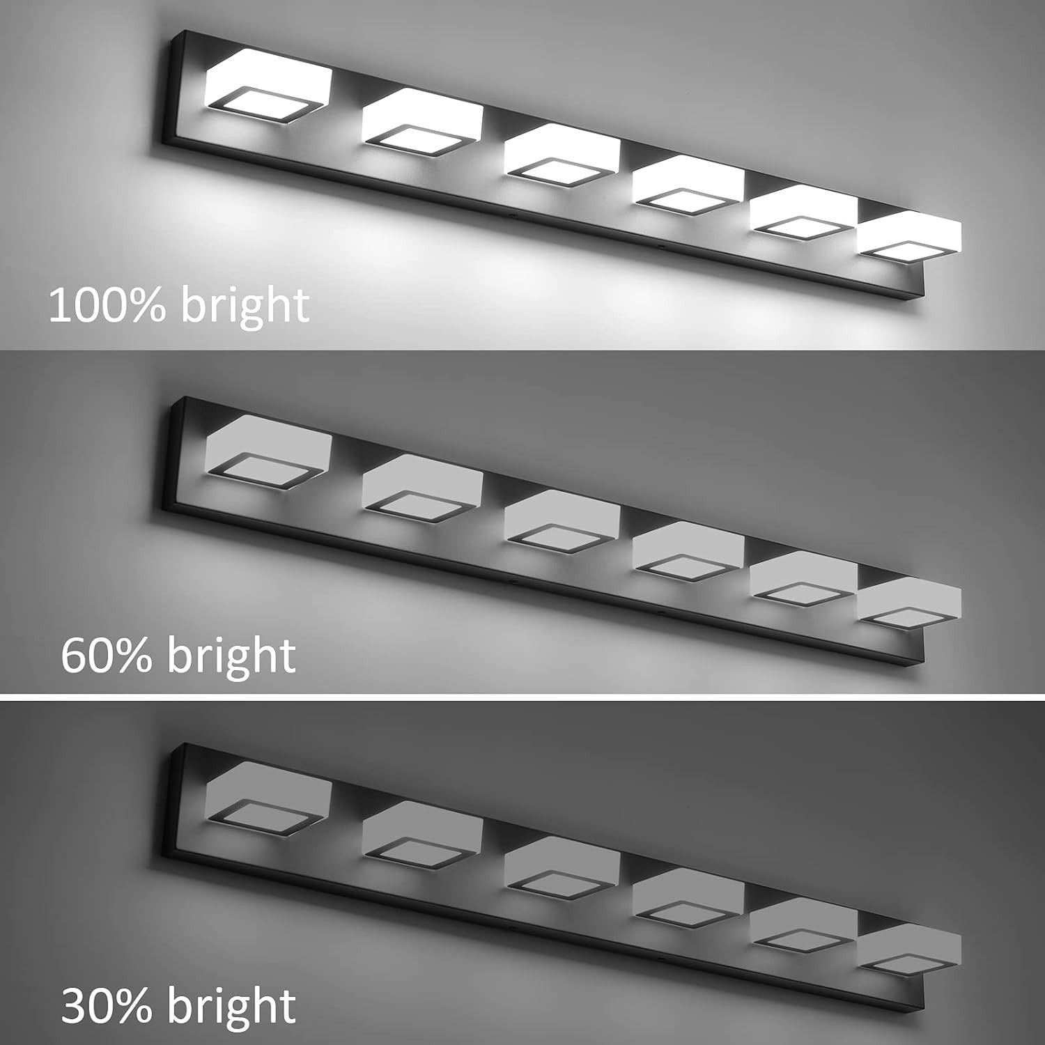 Sleek 6-Light LED Vanity Wall Light in Matte Black - Energy Efficient Style