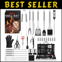 Load image into Gallery viewer, Versatile 34-Piece Outdoor BBQ Kit with Tools &amp; Accessories - Dishwasher Safe