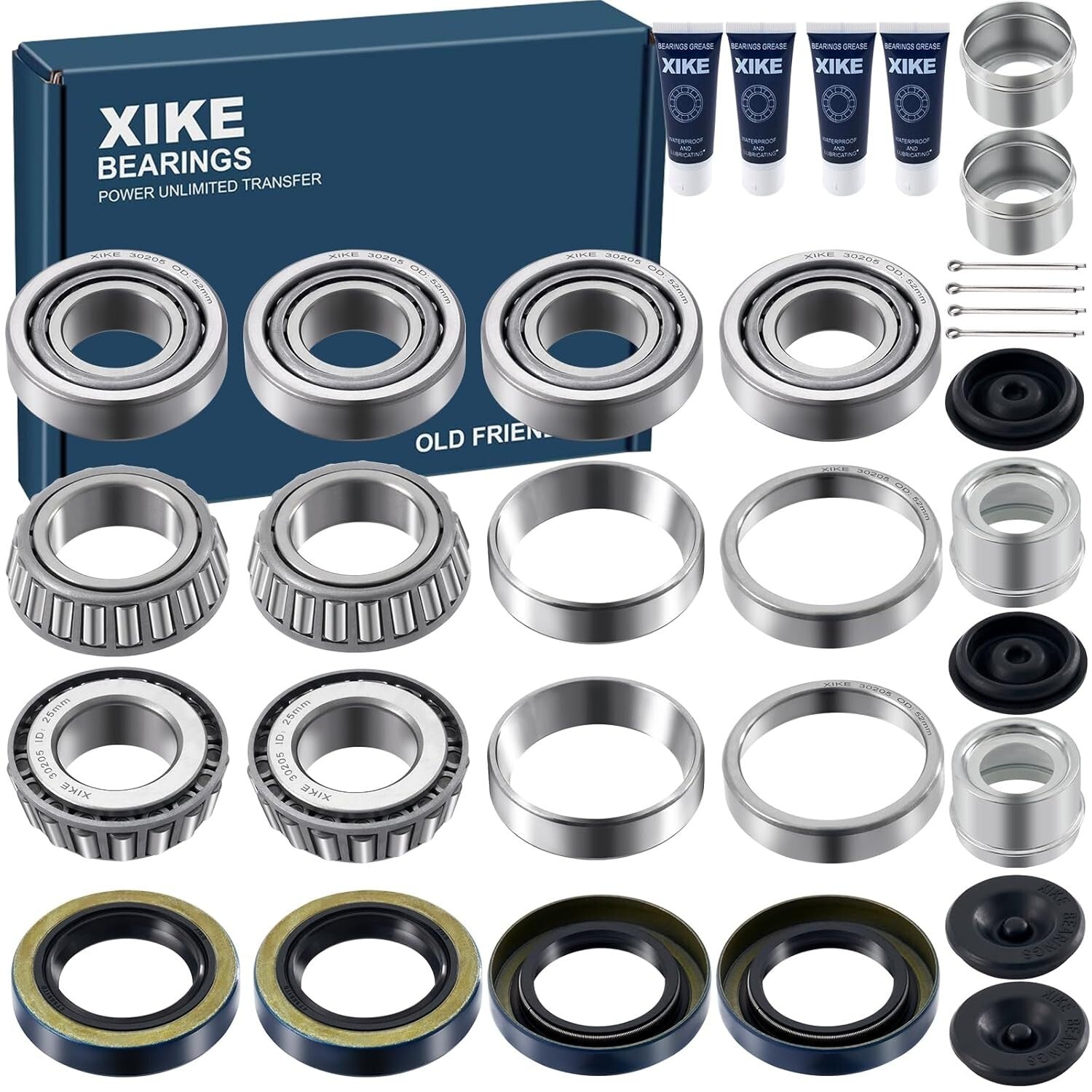 Alloy Steel 4 Set Trailer Wheel Hub Kit with Dust Cover & Cotter Pin Included