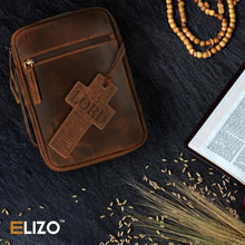 Load image into Gallery viewer, Durable Top Grain Leather Bible Carrying Case with Zipper - Perfect Gift Idea