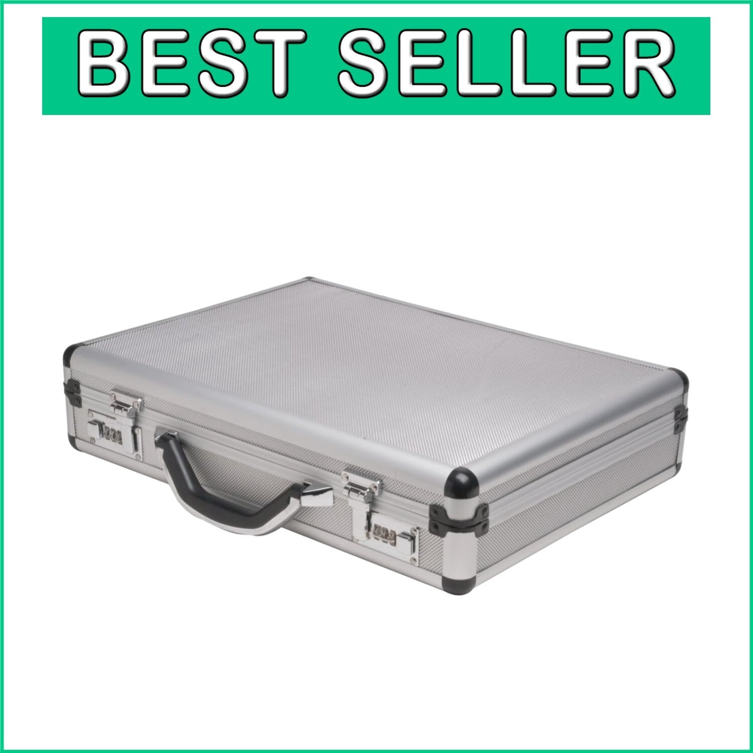 Durable Silver Aluminum Briefcase - 17.5" Medium Size with Locking System