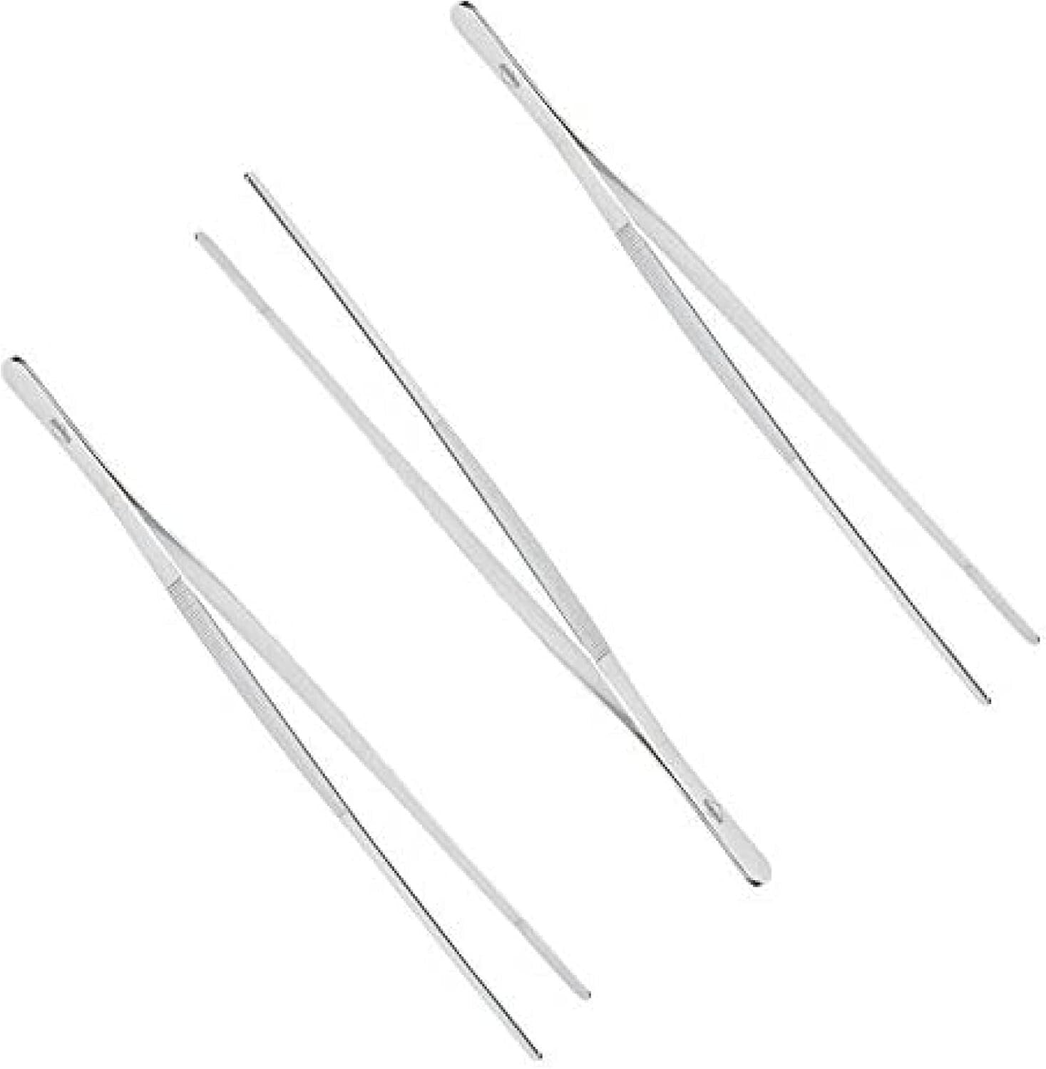 18/10 Stainless Steel Kitchen Tongs Pack of 3 - Ideal for BBQ and Cooking